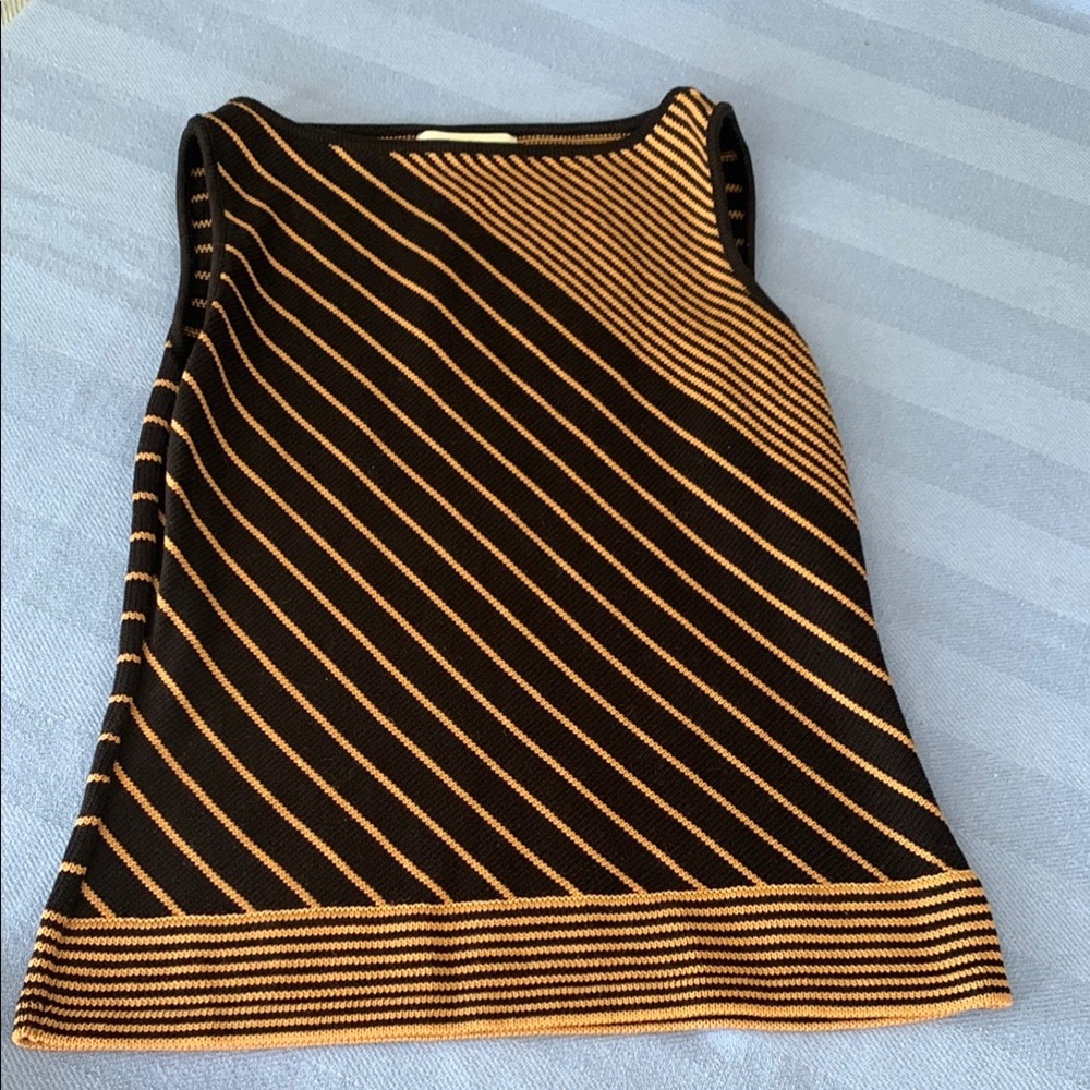 Nine West Black and Orange Striped Tank Top
